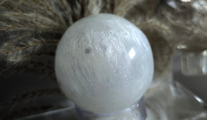 2.5" Selenite Crystal Sphere with Stand