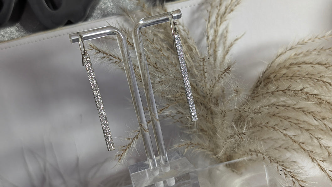 Cubic Zirconia Rectangular Drop Earrings NEW