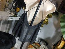 Load image into Gallery viewer, Zara Black Strappy Low Back Sheer Halter Top LG NWT
