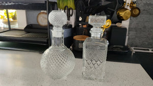 Ornate Glass Liquor Decanters 2pcs