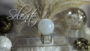 1.5" Selenite Crystal Sphere with Stand