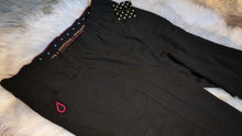 Load image into Gallery viewer, Heartsoul Black &amp; Pink Scrubs Pants LG NWT
