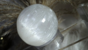 2.5" Selenite Crystal Sphere with Stand