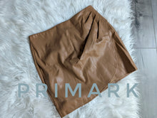 Load image into Gallery viewer, Primark Tan Pu Leather Mini Skirt sz10
