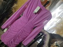 Load image into Gallery viewer, Love X Design Pink Rouched Sheer Sleeve Barbiecore Dress SM NWT
