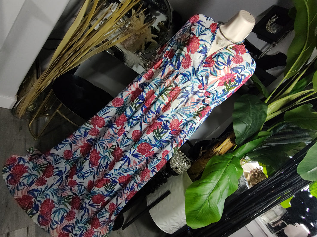 Sheer Floral LONG Maxi Dress Beach Cover-Up 3XL