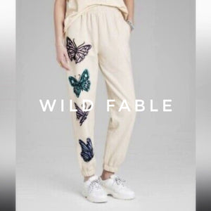 Wild Fable Ivory Butterfly Sweat Pants Joggers MD