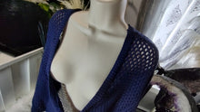 Load image into Gallery viewer, Charming Charlie Royal Navy Blue Mesh Cardigan XL
