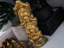 Load image into Gallery viewer, Gold &quot;Hear, See, Speak No Evil&quot; Buddha Statue

