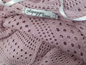 Arpeggio Knitwear Pink Mesh Cardigan Sweater LG