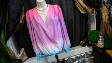 Load image into Gallery viewer, Rainbow Vintage Barbie Princess Sleeve Blouse Top MD
