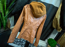 Load image into Gallery viewer, Belldini Caramel Pu Faux Leather Fall Hoodie Jacket XL
