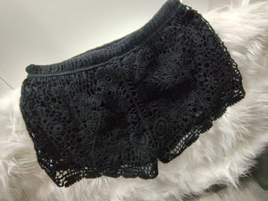 Canclay Black Lace Knit Booty Shorts SM