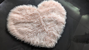 Pink Heart Faux Fur Area Rug