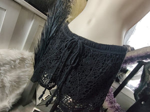 Canclay Black Lace Knit Booty Shorts SM