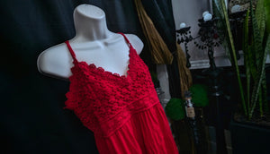 Bright Red Lace Knit Hi Low Dress 3XL