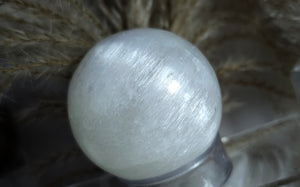 2.5" Selenite Crystal Sphere with Stand