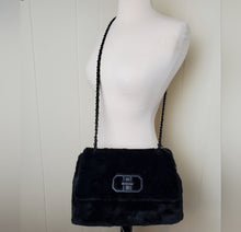 Load image into Gallery viewer, Nicole Miller Black Faux Fur Shoulder Purse
