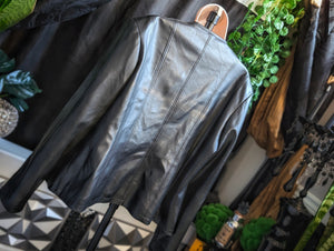 Tres You Black Sleek & Slimming Pu Leather Jacket XL