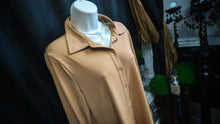 Load image into Gallery viewer, Tahari Caramel Silky Button Down Blouse LG NWT
