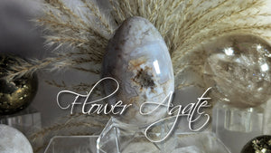 3" Flower Agate Egg with Stand