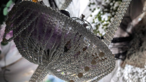 Vintage Crystal Beaded Hanging Basket/Planter