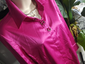 Lana Lee Hot Pink Satin Bling Dress Shirt sz10