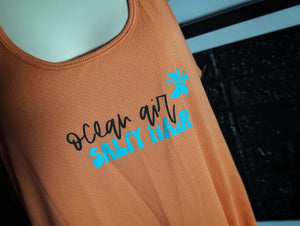 Salt Life Glitter Ocean Vibes Orange Tank Top MD