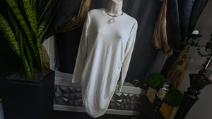 Rebel Sugar Rouched Ivory White Sweater Dress MD-LG