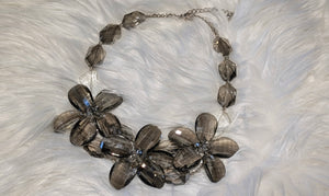 Smoked Glass Faceted Chunky Flower Necklace