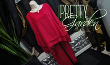 Load image into Gallery viewer, Pretty Garden Red Ruffle Sleeve Hi-Low Blouse Top LG
