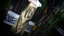 Load image into Gallery viewer, Refuge Gold Rouched Side Slit Dress LG NEW
