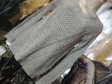 Load image into Gallery viewer, Pink Rose Grey Sheer Mesh Cable Knit Sweater MD
