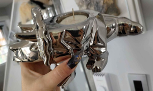 Mirror Glass Triceratops Dinosaur Candle Holder