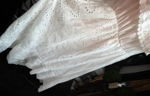 White Lace Embroidery Boho Hi Low Dress XL