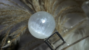 1.5" Selenite Crystal Sphere with Stand