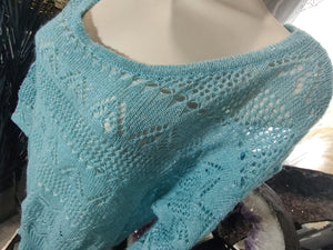 New Directions Baby Blue Mesh Knit Banded Sweater LG