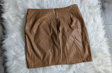 Load image into Gallery viewer, Primark Tan Pu Leather Mini Skirt sz10
