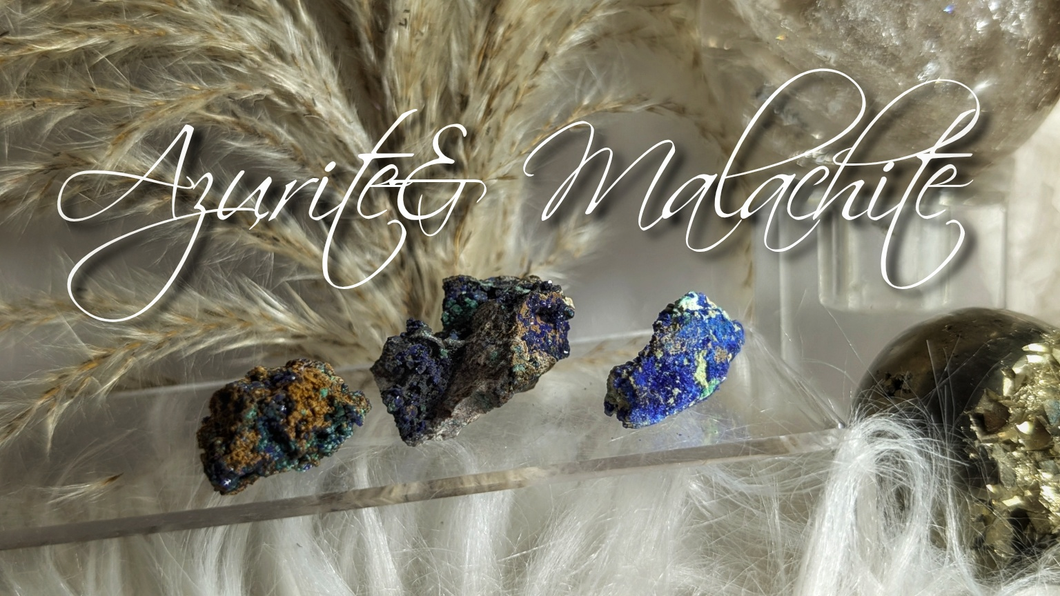 Azurite & Malachite Mineral Crystal Clusters 3pcs