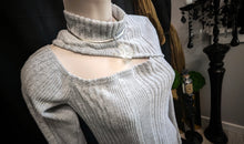 Load image into Gallery viewer, Grey Ribbed Off Shoulder Sweater Maxi Dress MD-LG
