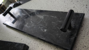 Luxe Habitat Black Marble Tray & Stand Set