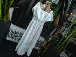 White Lace Embroidery Boho Hi Low Dress XL