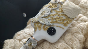 Custom Made Lace & Seashell Hair Brush