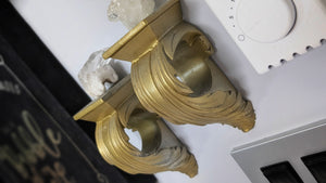 Gold Wall Sconces w/ Clear Quartz Crystals