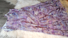 Load image into Gallery viewer, Privy Purple Floral Ruffle Halter Dress LG
