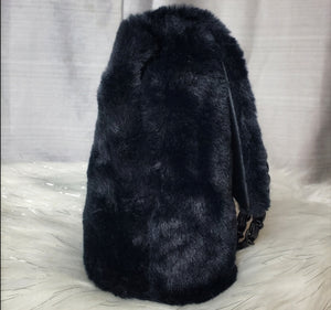 Nicole Miller Black Faux Fur Shoulder Purse