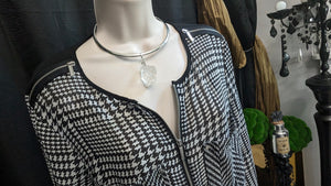 Michael Kors Houndstooth Sheer Blouse Top MD