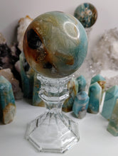 Load image into Gallery viewer, Amazonite Crystal Sphere with Glass Stand
