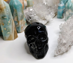 Shean Obsidian Crystal Skull Carving