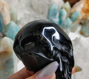 Shean Obsidian Crystal Skull Carving